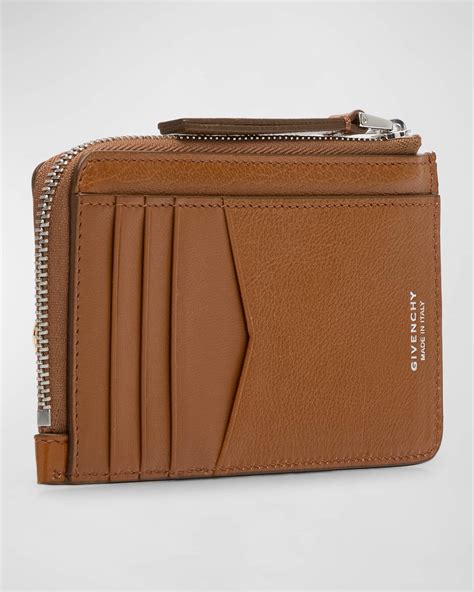 Voyou zipped card holder in leather 